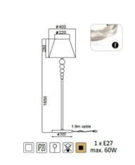 ACA  Stojací lampa OLIVIA max. 60W/E27/230V/IP20
