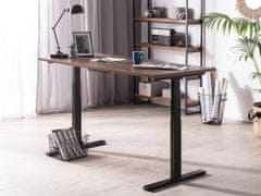 Beliani Elektrický nastavitelný psací stůl 130 x 72 cm tmavé dřevo a černá DESTIN II