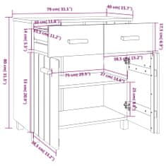 Vidaxl Příborník medově hnědý 79 x 40 x 80 cm masivní borové dřevo