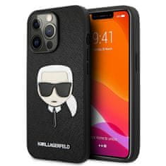 Karl Lagerfeld KLHCP13LSAKHBK hard silikonové pouzdro iPhone 13 / 13 Pro 6.1" black Saffiano Ikonik Karl`s Head