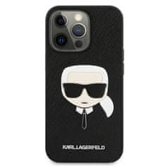 Karl Lagerfeld KLHCP13LSAKHBK hard silikonové pouzdro iPhone 13 / 13 Pro 6.1" black Saffiano Ikonik Karl`s Head