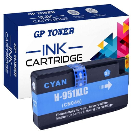 GP TONER Kompatiblní inkoust pro HP 951XL Officejet Pro 8100 ePrinter 8610 8620 251dw 276dw azurová