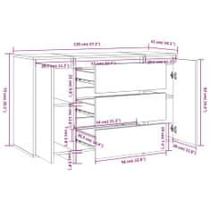 Vidaxl Příborník se 3 zásuvkami kouřový dub 120 x 41 x 75 cm kompozit