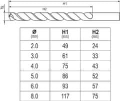 YATO Sada vrtáků na kov 6ks HSS-COBALT 2-8mm