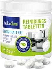 WoldoClean® Čistící tablety pro kávovary 45 tablet bez fosfátů kompatibilní s Jura, Delonghi, Bosch, Siemens, Saeco a mnoho dalších.