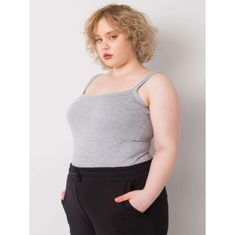 BASIC FEEL GOOD Dámský top plus size s ramínky Scarlette šedý RV-TP-6324.10_364336 3XL