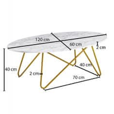 Bruxxi Konferenční stolek Arna, 120 cm, mramor