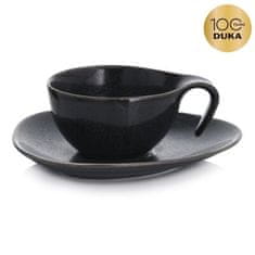 DUKA TIME BLACK šálek s podšálkem 150 ml grafitový porcelán