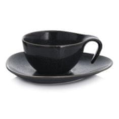 DUKA TIME BLACK šálek s podšálkem 150 ml grafitový porcelán