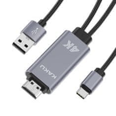 Kaku KSC-557 kabel USB - USB-C / HDMI 4K 1m, šedý