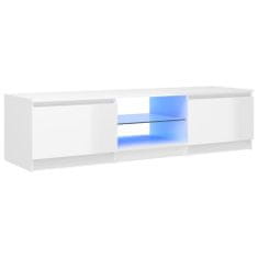 Greatstore TV skříňka s LED osvětlením bílá vysoký lesk 140 x 40 x 35,5 cm