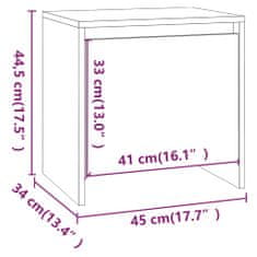 Greatstore Noční stolky 2 ks šedé sonoma 45 x 34 x 44,5 cm dřevotříska