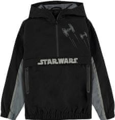 CurePink Dětská mikina s kapucí Star Wars|Hvězdné války: Logo (výška 134-140 cm) černý polyester