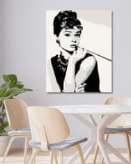 ZUTY Diamantové malování - AUDREY HEPBURN ČERNOBÍLÁ 40x50 cm vypnuté plátno na rám