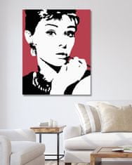 ZUTY Diamantové malování - AUDREY HEPBURN NA ČERVENÉM POZADÍ 40x50 cm bez rámu a bez vypnutí plátna