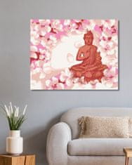 ZUTY Diamantové malování - ČERVENÝ BUDDHA S KVĚTINAMI 40x50 cm bez rámu a bez vypnutí plátna