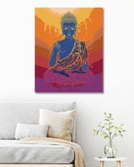 ZUTY Diamantové malování - BUDDHA NA ORANŽOVÉM POZADÍ 40x50 cm vypnuté plátno na rám