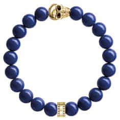 Thomas Sabo Náramek "Lebka" , A1535-932-32-L19, Sterling Silver, 925 Sterling silver, 18k yellow gold plating, simulated lapis lazuli