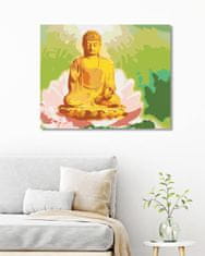 ZUTY Diamantové malování - BUDDHA V LOTOSU A ZELENÉ POZADÍ 40x50 cm vypnuté plátno na rám