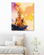 ZUTY Diamantové malování - ZLATÝ BUDDHA NA BAREVNÉM POZADÍ 40x50 cm bez rámu a bez vypnutí plátna