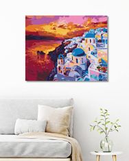 ZUTY Diamantové malování - ZÁPAD SLUNCE NA SANTORINI 40x50 cm bez rámu a bez vypnutí plátna