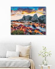 ZUTY Diamantové malování - VEČERNÍ PANORAMA MĚSTA OMIŠ 40x50 cm bez rámu a bez vypnutí plátna