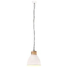 Greatstore Industriální závěsná lampa bílá železo masivní dřevo 46 cm E27