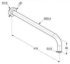 Kludi KLUDI AQ-A sprchové ramínko 40 cm černá mat 6651439-00 - Kludi