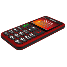 Mobiola MB700 Senior, mobilní telefon pro seniory, SOS tlačítko, 2 SIM, nabíjecí stojánek, červený
