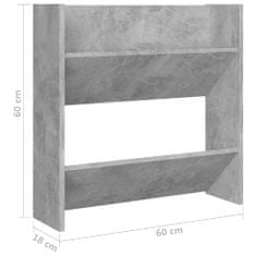 Greatstore Nástěnné botníky 4 ks betonově šedé 60 x 18 x 60 cm dřevotříska