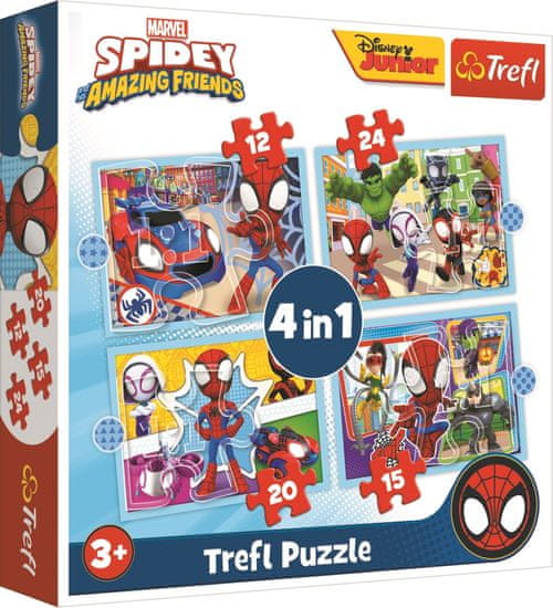 Trefl Puzzle Spidey a jeho úžasní přátelé 4v1 (12,15,20,24 dílků)