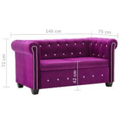 Greatstore Chesterfield dvousedačka ze sametu 146 x 75 x 72 cm fialová