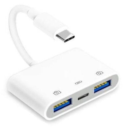 Coteetci Adaptér 3v1 USB-C na USB-C a dual USB-A