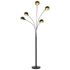 Greatstore Stojací lampa 200 cm 5 x E14 černo-zlatá