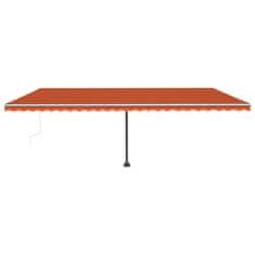 Greatstore Ručně zatahovací markýza s LED světlem 600x350 cm oranžovohnědá