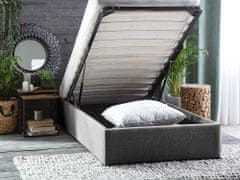 Beliani Čalouněná šedá postel s úložným prostorem 90x200 cm DINAN