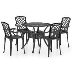 Greatstore 5dílný bistro set litý hliník černý