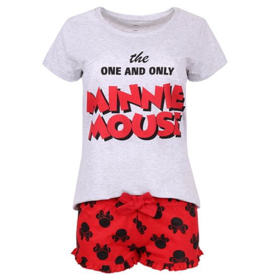 Disney Dámské šedočervené pyžamo s krátkým rukávem a volánkem - Minnie Mouse DISNEY