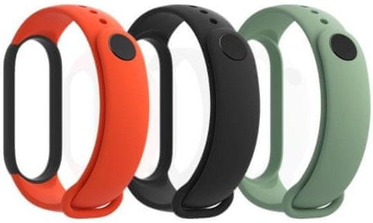 RhinoTech Řemínky pro Xiaomi Mi Band 5 (3-pack černá, oranžová, zelená), RTACC227