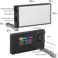 Pixel G1s RGB LED video světlo s vestavěnou baterií a USB-C (150 LED diod, 2500–8500 K, 3200 mAh)