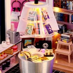 HABARRI Miniatura domečku DIY LED, knihovna, obchod s hudbou