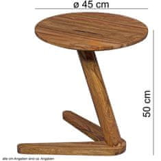 Bruxxi Odkládací stolek Boha, 45 cm, masiv Sheesham