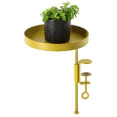 Greatstore Esschert Design Podnos na rostliny s držákem, kulatý, zlatý, velikost M