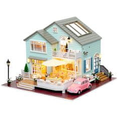 HABARRI Miniatura domečku DIY LED, kreativní sada, dům s autem