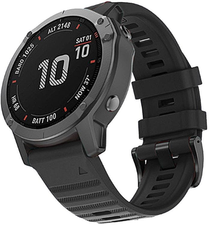 RhinoTech řemínek pro Garmin QuickFit silikonový outdoor 26mm, RTSS-020-BK, černý