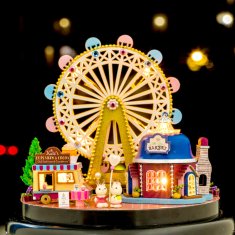 HABARRI Miniatura domečku DIY LED, Lunapark s hrací skříňkou