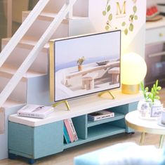 HABARRI Miniatura domečku DIY LED, kreativní sada, Modrý byt