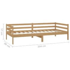 Greatstore Válenda s matrací 90 x 200 cm medově hnědá masivní borové dřevo