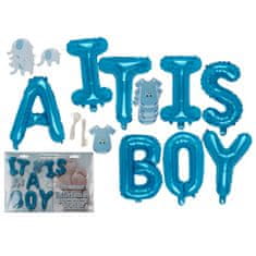 MojeParty Balónkový nápis It is a Boy s papírovými dekoracemi 35 cm