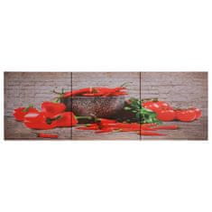 Greatstore Sada nástěnných obrazů na plátně Paprika barevná 120 x 40 cm